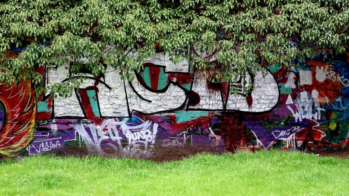 Eine mit Graffiti besprühte Mauer, mehrere Schriftzüge überlagern sich. Foto: Tho-Ge / Pixabay.