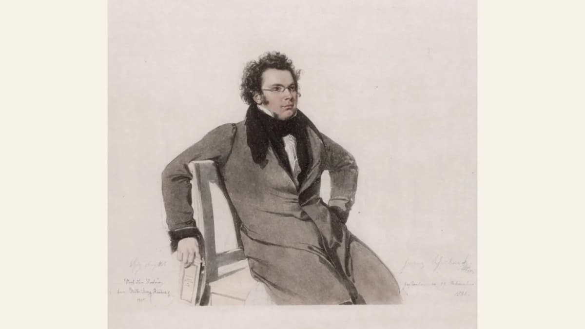 Aquarellporträt von Franz Schubert, gemalt 1825 von Wilhelm August Rieder. Gemeinfrei, Wikimedia Commons.