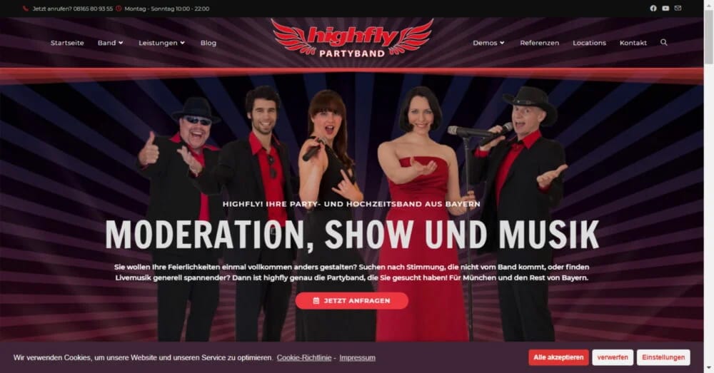 Band Highfly Webseite, Quelle: highfly.de